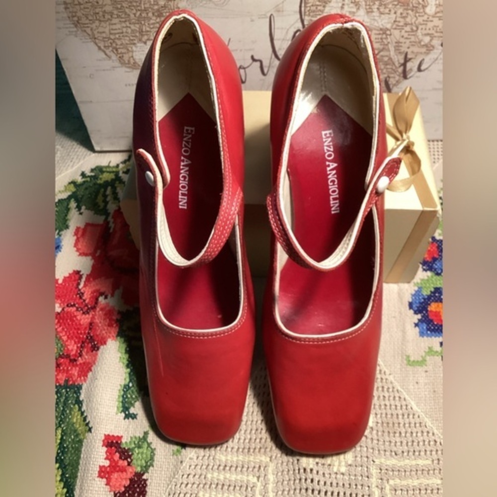 Enzo Angiolini Red Mary Jane Heels